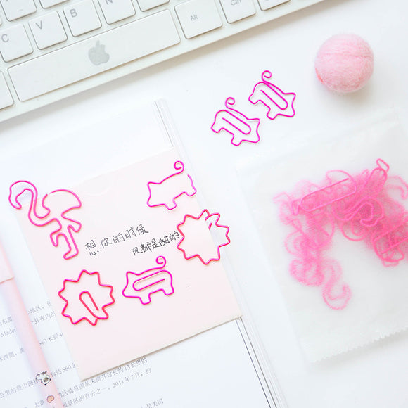 Mini Decorative Metal Pink Pig Flamingo Paper Clips
