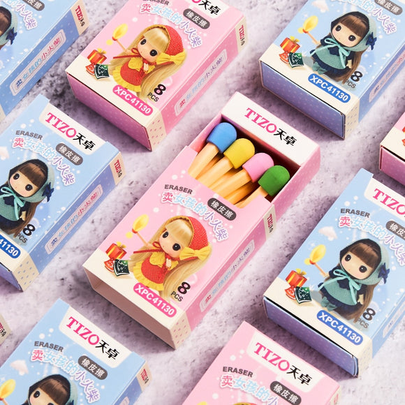 Funny Matches Girl Pencil Erasers